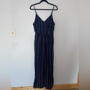 Navy Blue Striped Jumpsuit